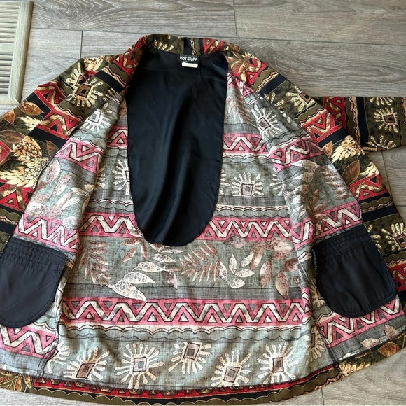 Vintage Hot Stuff Floral Pattern Western Style Lightweight Blazer Made in USA - Picture 12 of 16
